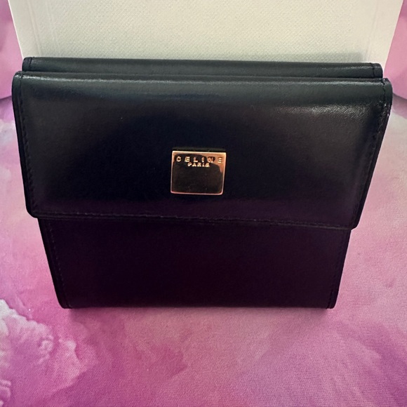 Vintage Celine Paris Unisex Wallet (EVC; Black/Gold) - Picture 1 of 10